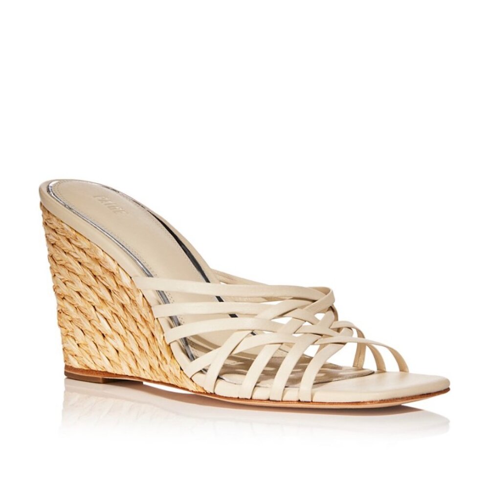 NIB Paige Skyler Wedge Sandals Bone Sz 7.5